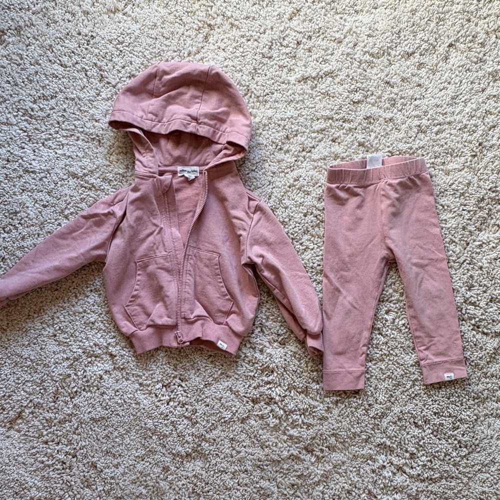 Miles The Label Pink Hooded Zip Jacket Leggings Tracksuit 12 Months Baby Girl